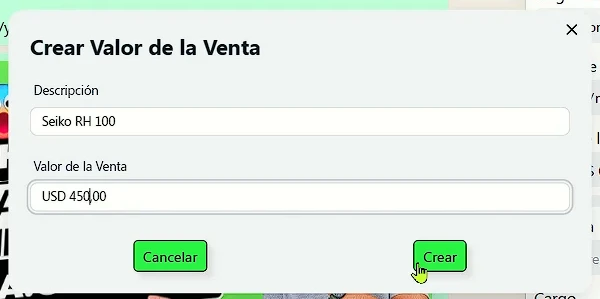 Añadiendo una compra al perfil de contacto