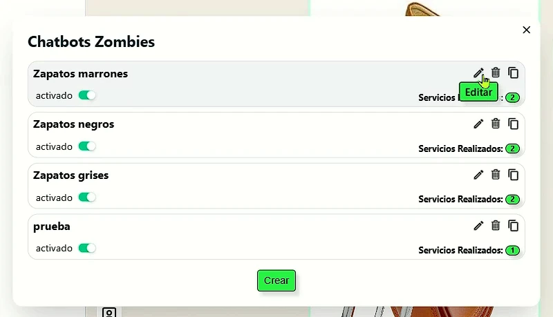 tener configurados todos los chatbots zombies