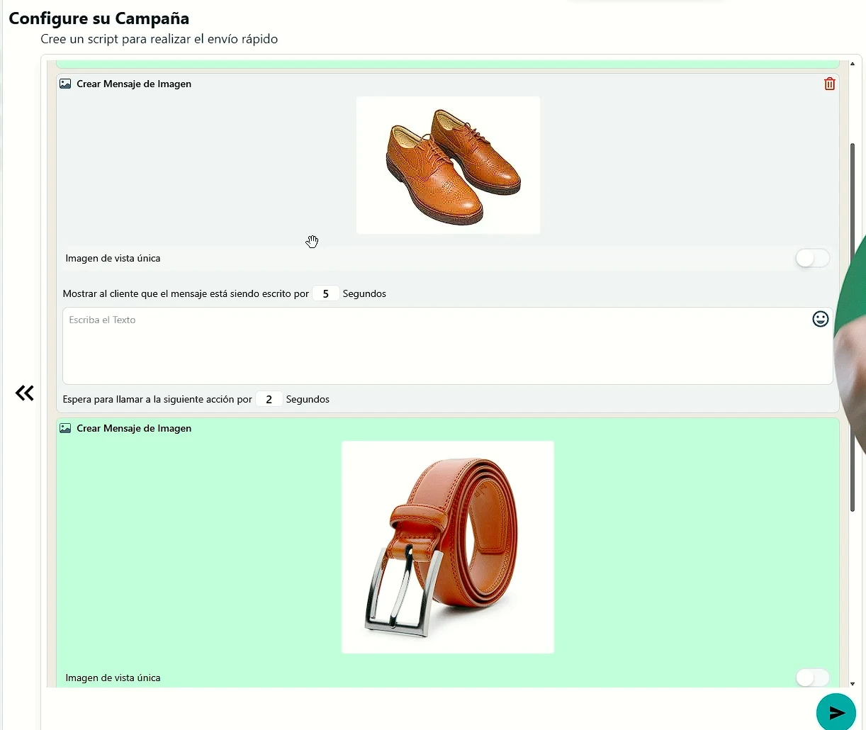 ejemplo configurar campaña para upselling