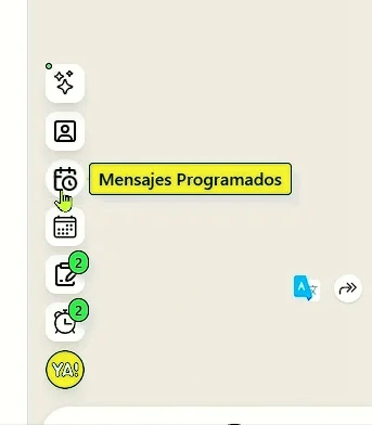 muestra de como ingresar a los mensajes programados desde el chat