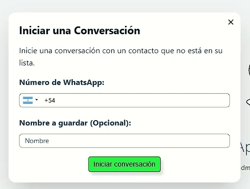 iniciando una conversación directamente con el número de teléfono