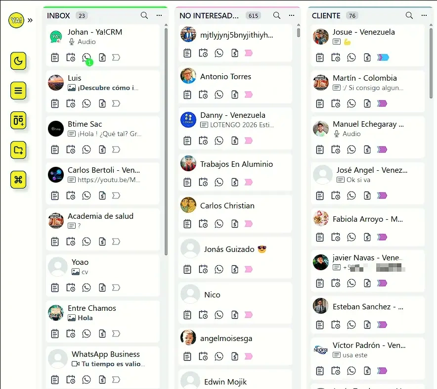 Vista previa Interfaz Tablero CRM