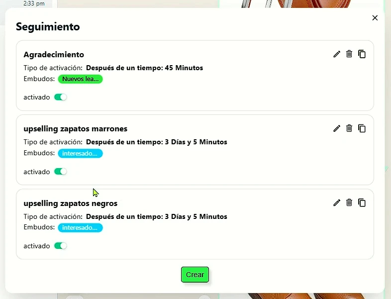 crear multiples seguimientos entrelazados