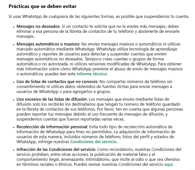 Practicas de buen uso de whatsapp